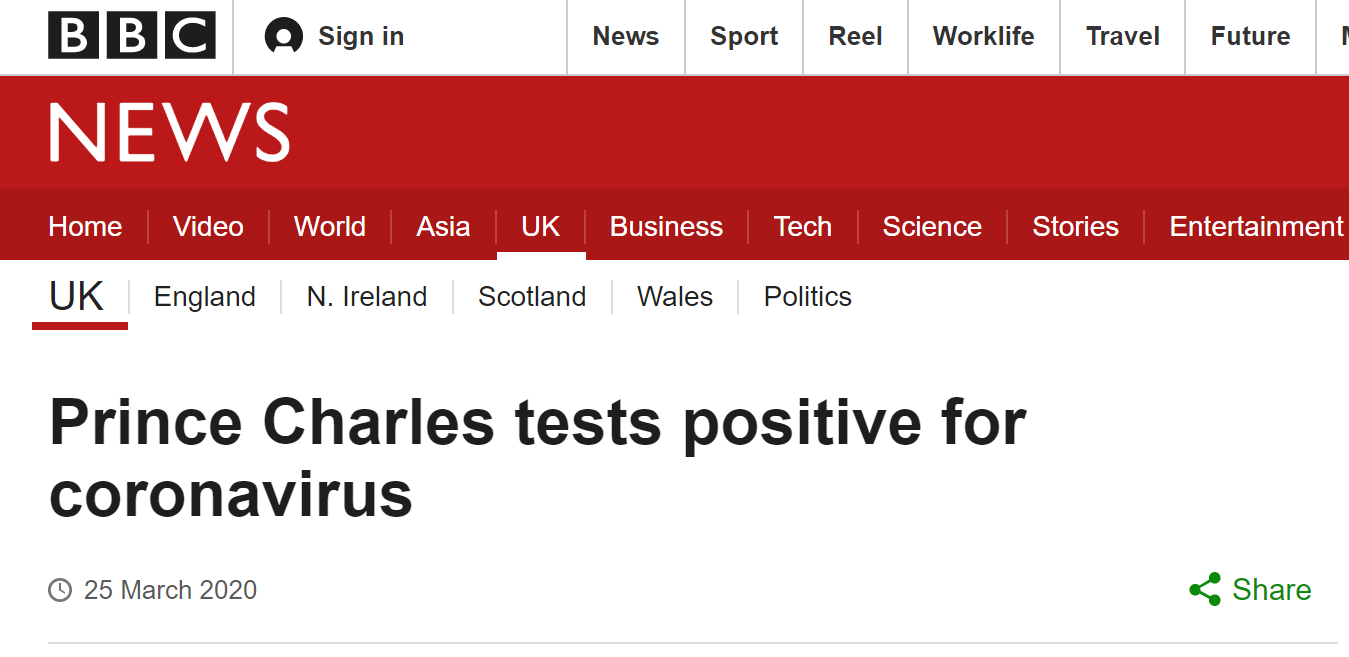 英媒:英国王储查尔斯王子新冠病毒检测呈阳性