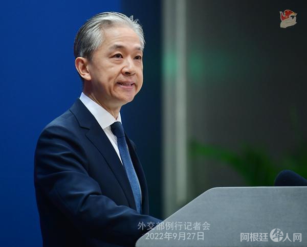 外交部发言人汪文斌。摄影 薛伟