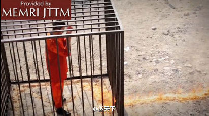 约旦飞行员卡萨斯贝被杀害画面